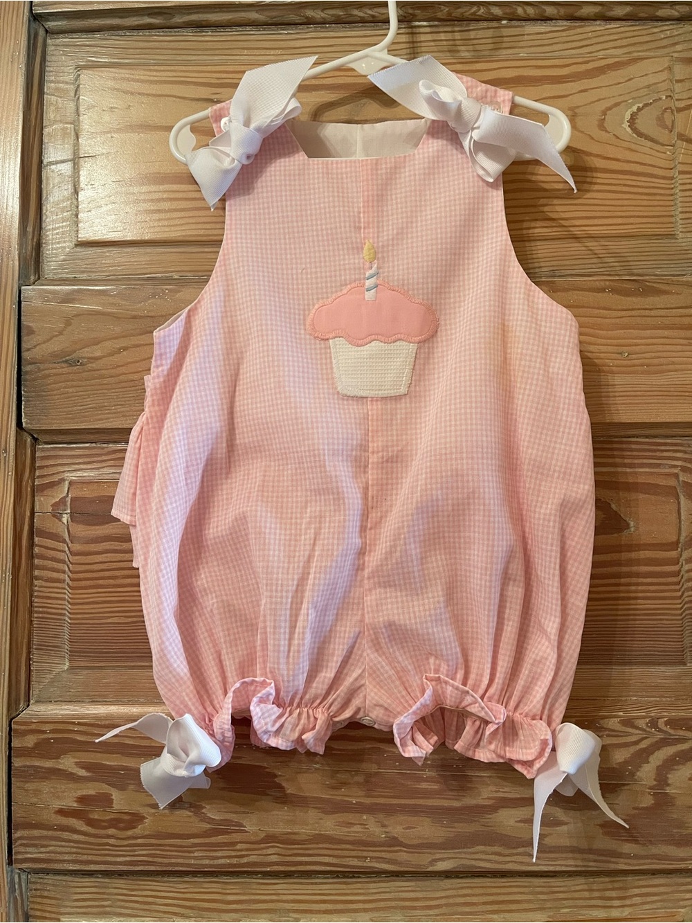 Pink Gingham Romper 1st Birthday Outfit Size 24mo Girls Baby
